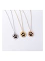 thumb Stainless steel disc engraving dog paw pattern pendant necklace 1
