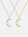 thumb 925 Sterling Silver Cubic Zirconia Moon Dainty Link Necklace 2