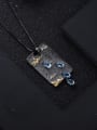 thumb 925 Sterling Silver Swiss Blue Topaz  Vintage Geometric Pendant Necklace 1