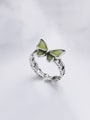 thumb 925 Sterling Silver Enamel Butterfly Vintage Band Ring 2