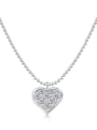 thumb 925 Sterling Silver Cubic Zirconia Heart Minimalist Bead Chain Necklace 0