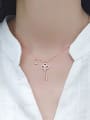 thumb 925 Sterling Silver Cubic Zirconia Flower Dainty Key Pendant Necklace 1