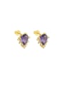 thumb Brass Cubic Zirconia Water Drop Dainty Stud Earring 0