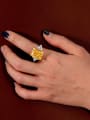 thumb 925 Sterling Silver High Carbon Diamond Yellow Geometric Dainty Ring 1