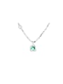 thumb 925 Sterling Silver Cubic Zirconia Vintage Geometric Green Bracelet and Necklace Set 0