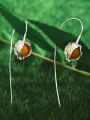 thumb 925 Sterling Silver Natural Topaz Pearls Artisan Hook Earring 1
