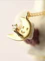 thumb 925 Sterling Silver Rhinestone Gold Moon Dainty Necklace 0