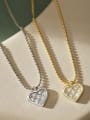 thumb 925 Sterling Silver Cubic Zirconia Heart Minimalist Bead Chain Necklace 3