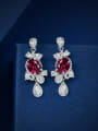 thumb 925 Sterling Silver High Carbon Diamond Flower Luxury Cluster Earring 0