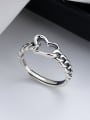 thumb 925 Sterling Silver Heart Vintage Twist Chain Ring 3