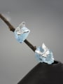thumb 925 Sterling Silver Natural aquamarine butterfly creative handmade  Artisan Stud Earring 0
