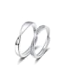 thumb 925 Sterling Silver Cubic Zirconia Irregular Minimalist Couple Ring 0