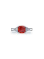 thumb 925 Sterling Silver High Carbon Diamond Orange Geometric Dainty Solitaire Ring 0
