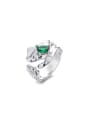 thumb 925 Sterling Silver Cubic Zirconia Green Geometric Band Ring 0