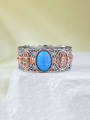 thumb 925 Sterling Silver Opal Geometric Vintage Band Ring 2