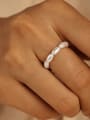 thumb 925 Sterling Silver lmitation Pearl Irregular Minimalist Band Ring 1