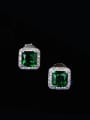 thumb 925 Sterling Silver Cubic Zirconia Square Luxury Cluster Earring 4