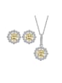 thumb 925 Sterling Silver Cubic Zirconia Dainty Flower  Earring and Necklace Set 0
