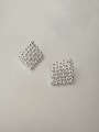 thumb 925 Sterling Silver Hollow Square Grid Minimalist Stud Earring 0