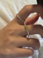 thumb 925 Sterling Silver Natural Stone Geometric Dainty Bead Ring 1