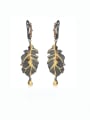 thumb 925 Sterling Silver Natural Stone Leaf Vintage Drop Earring 0