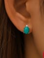 thumb 925 Sterling Silver Turquoise Geometric Vintage Stud Earring 1