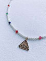 thumb N-STPD-0002 Natural Round Shell Beads Chain Evil Eye Pendant Handmade  Beaded Necklace 2