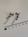 thumb Alloy Cubic Zirconia Purple Bowknot Dainty Stud Earring 2