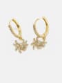 thumb Brass Cubic Zirconia Crab Cute Huggie Earring 2