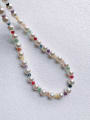 thumb N-STPE-0003 Natural Round Shell Beads Chain Handmade Beaded Necklace 2