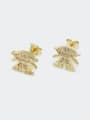 thumb Brass Cubic Zirconia Irregular Cute Stud Earring 0