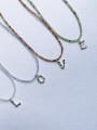 thumb N-DIY-0020 Gemstone Cubic Crystal Chain Letter  Pendant Minimalist Headmade   Beaded Necklace 0