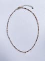 thumb N-DIY-0016 Brown Agate Chain Flower  Pendant Vintage Handmade Beaded Necklace 3