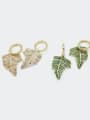 thumb Brass Cubic Zirconia Leaf Ethnic Drop Earring 2