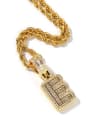 thumb Brass Cubic Zirconia Letter Initials Cuban Chain Necklace 0