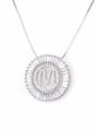 thumb Brass Cubic Zirconia White Round Dainty Initials a to z Necklace 0