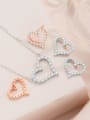 thumb Heart 925 Sterling Silver Cubic Zirconia White Earring and Necklace Set 3