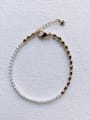 thumb B-PE-002 Brass Natural Round Shell Beads Asymmetrical Chain  Handmade Beaded Bracelet 0