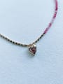 thumb N-STPD-0004 Natural  Gemstone Crystal  Multi Color Bead Chain Heart Pendant Handmade Beaded Necklace 4