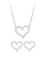 thumb Heart 925 Sterling Silver Cubic Zirconia White Earring and Necklace Set 0
