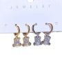thumb Brass Cubic Zirconia Bear Trend Huggie Earring 3