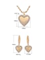 thumb Brass Cubic Zirconia Minimalist Heart  Earring and Necklace Set 4