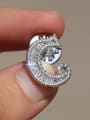 thumb Brass Cubic Zirconia White C Letter Dainty Brooch 1