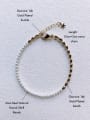 thumb B-PE-002 Brass Natural Round Shell Beads Asymmetrical Chain  Handmade Beaded Bracelet 2