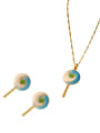 thumb Geometric Brass Enamel Lollipop Earring and Necklace 0