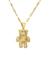 thumb Brass Bear Necklace with steel chain 0