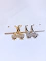 thumb Brass Cubic Zirconia Mouse Vintage Huggie Earring 0