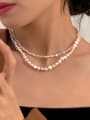 thumb Brass Freshwater Pearl Irregular Minimalist Beaded Necklace 3