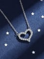 thumb 925 Sterling Silver Heart High Carbon CZ stone Necklace 3