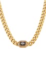thumb Stainless steel Cubic Zirconia Geometric Hip Hop Hollow Chain Necklace 0